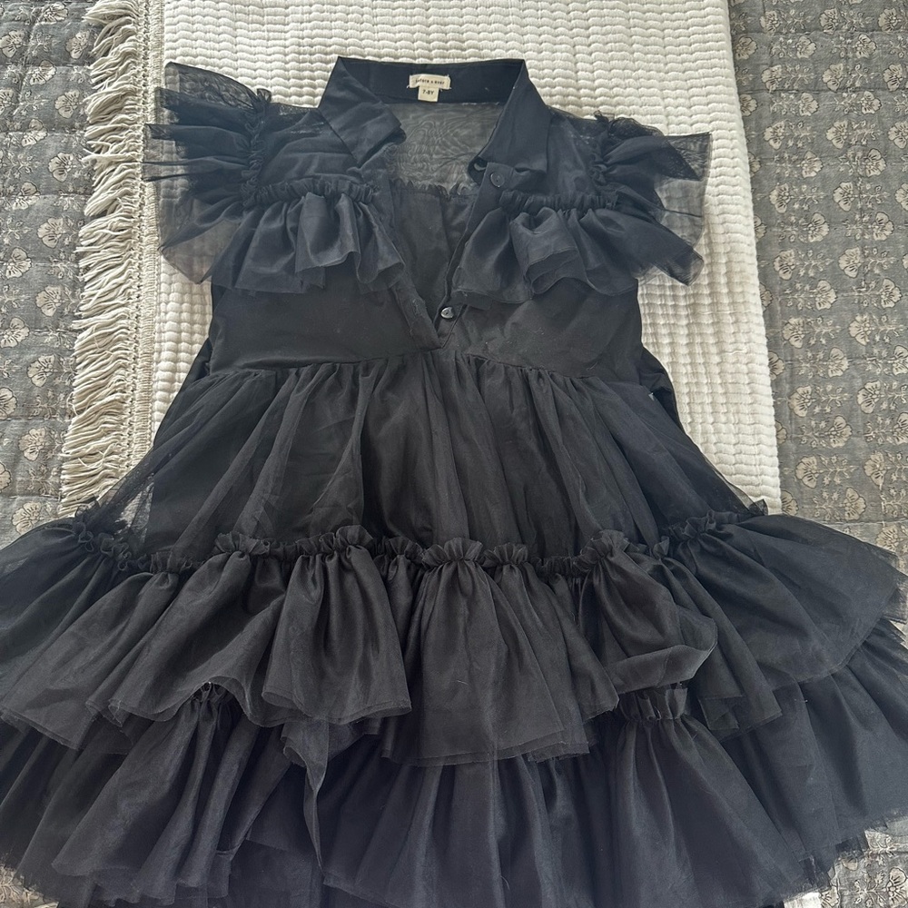 Black Ruffled Tiered Tulle Dress